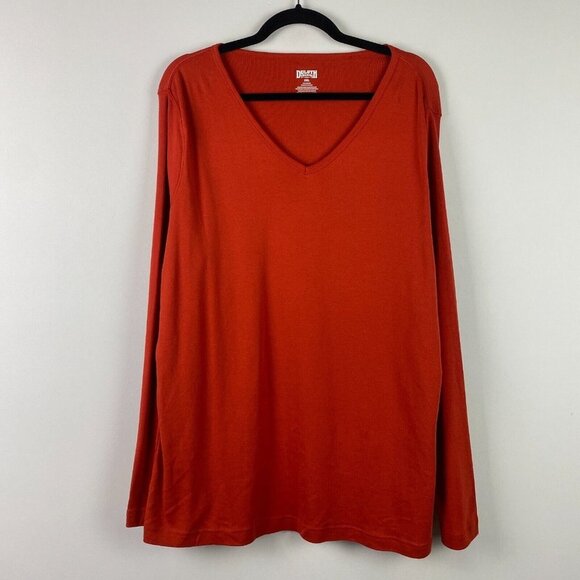Duluth Trading Womens Longtail T Long Sleeve V Neck T Shirt Size 2XL Red - Picture 1 of 10